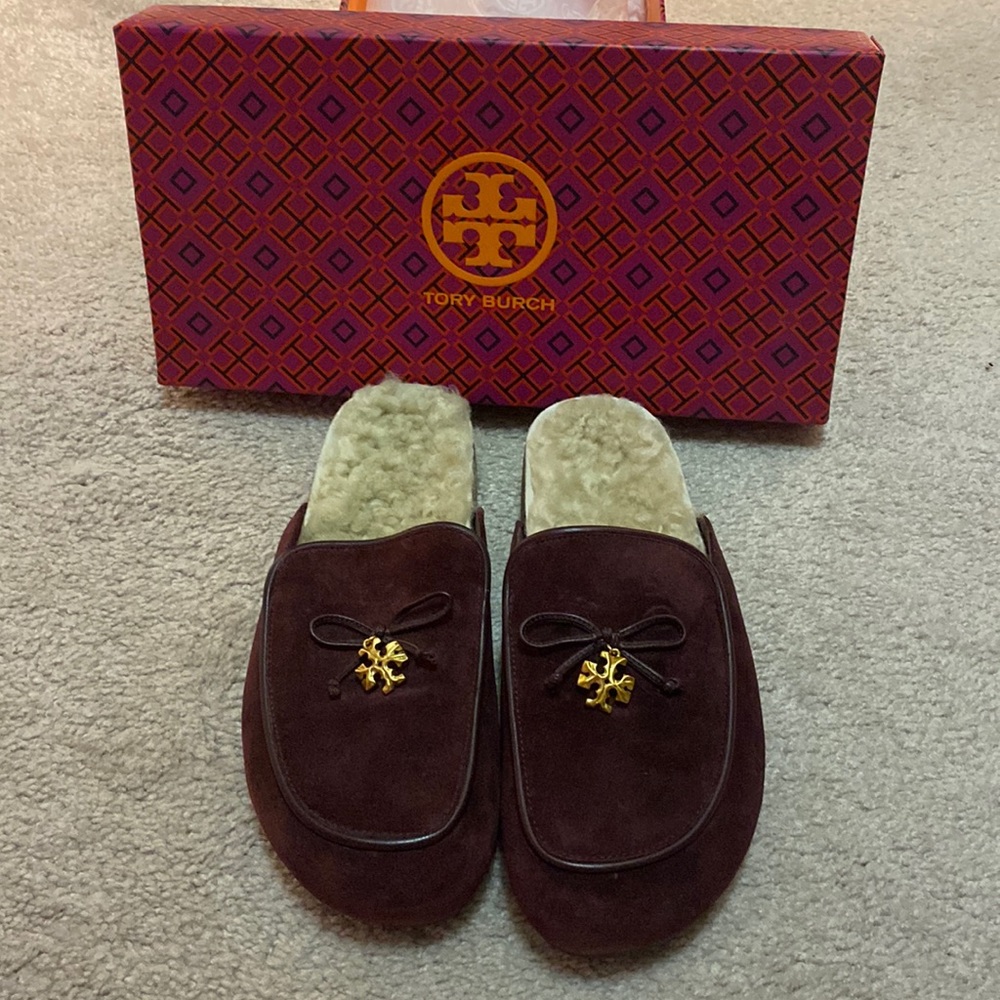 Tory Burch charm sterling mule suede